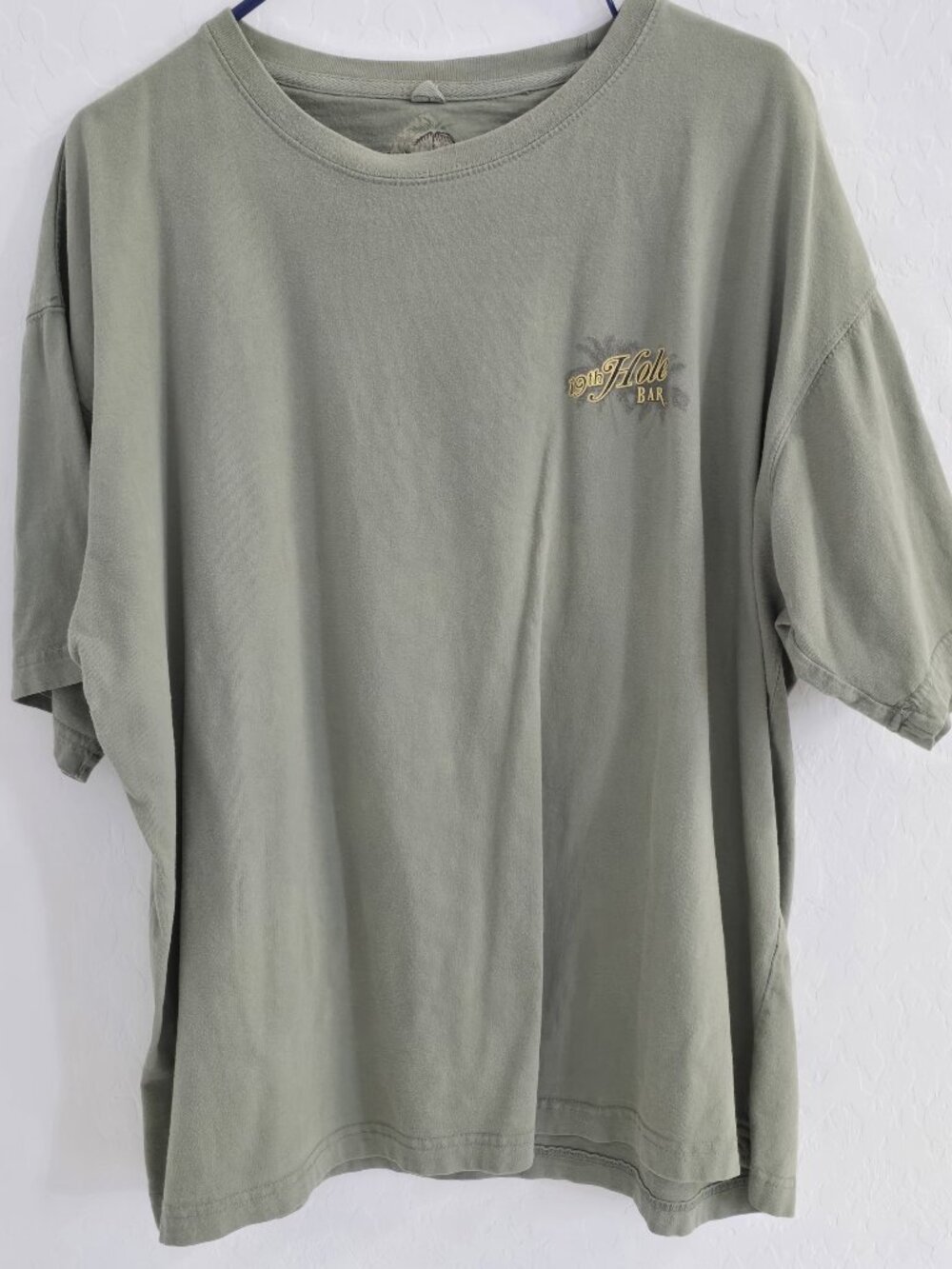 Newport Blue Men's XXL T-Shirt 19th Hole Bar Golf Palm Tree Sage Green